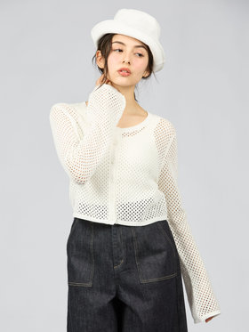 To b. by agnès b. 【Outlet】メッシュニットボレロ ホワイト
