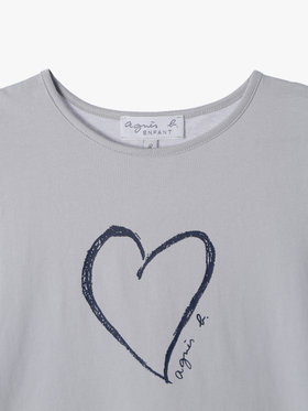 ENFANT ガールズ キッズ ハートプリント コットン 半袖 Tシャツ グレー