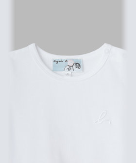 ENFANT ベビー ベビー フラワープリント "b." ロゴ 刺繍 コットン 半袖 ワンピース "Hana" レッド