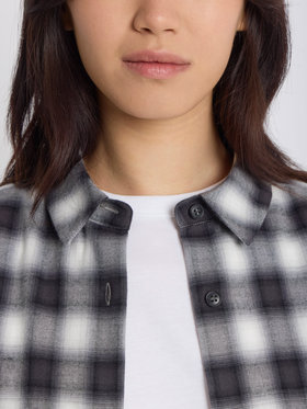 FEMME ウィメンズ チェック コットン 長袖 ブラウス "Diego" ブラック