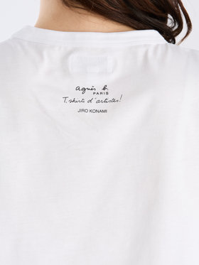 FEMME ウィメンズ プリント コットン 半袖 アーティスト Tシャツ "Jiro Konami" ホワイト