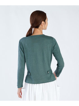 FEMME ウィメンズ リネン 長袖 カーディガンプレッション "Le Petit" グリーン