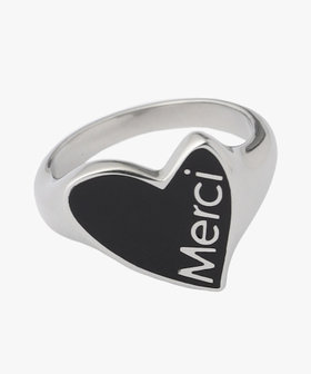 To b. by agnès b. メッセージ ハート リング "Merci" ブラック