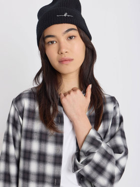 FEMME ウィメンズ チェック コットン 長袖 ブラウス "Diego" ブラック