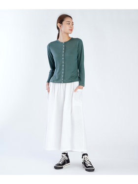 FEMME ウィメンズ リネン 長袖 カーディガンプレッション "Le Petit" グリーン