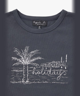 ENFANT ユニセックス キッズ プリント コットン 半袖 Tシャツ "Grand" グレー