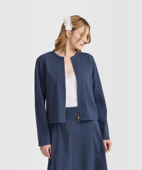 FEMME ウィメンズ コットン 長袖 カーディガン "Zip" ブルー系その他