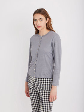 FEMME ウィメンズ リネン 長袖 カーディガンプレッション "Le Petit" グレー