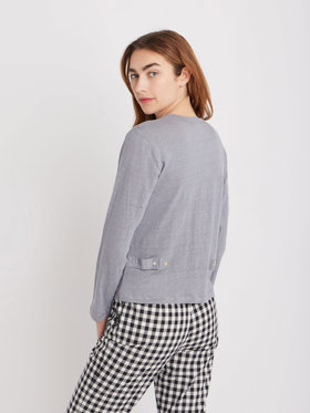 FEMME ウィメンズ リネン 長袖 カーディガンプレッション "Le Petit" グレー