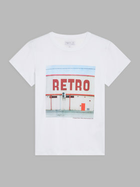 FEMME ウィメンズ プリント コットン 半袖 アーティスト Tシャツ "Francois Prost" ホワイト