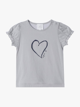 ENFANT ベビー ベビー ハートプリント コットン 半袖 Tシャツ グレー