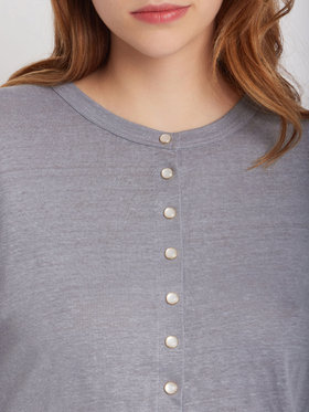 FEMME ウィメンズ リネン 長袖 カーディガンプレッション "Le Petit" グレー