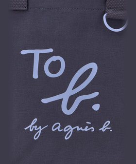 To b. by agnès b. コットン ロゴ ミニ トートバッグ ネイビー×レッド