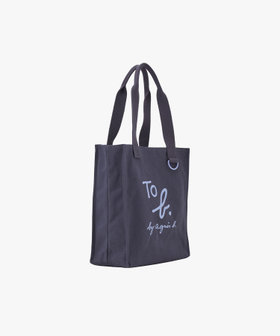 To b. by agnès b. コットン ロゴ ミニ トートバッグ ネイビー×レッド