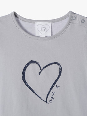 ENFANT ベビー ベビー ハートプリント コットン 半袖 Tシャツ グレー