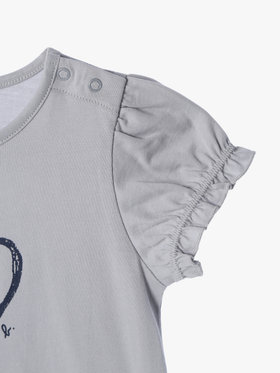 ENFANT ベビー ベビー ハートプリント コットン 半袖 Tシャツ グレー
