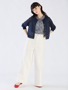 To b. by agnès b. 【Outlet】【セットアップ対応商品】ギンガム ノースリーブ ブラウス ネイビー