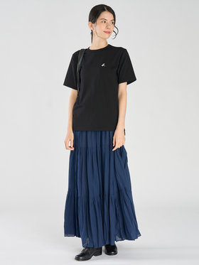 FEMME ウィメンズ "b" ロゴ 刺繍 コットン 半袖 Tシャツ "b. style" ブラック