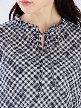 To b. by agnès b. 【Outlet】【セットアップ対応商品】ギンガム ノースリーブ ブラウス ネイビー