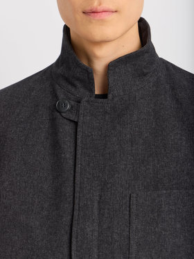 HOMME メンズ コットン スタンドカラー 長袖 ジャケット "Zippee" グレー