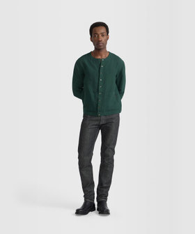 HOMME メンズ メンズ リネン 長袖 シャツ カーディガン グリーン