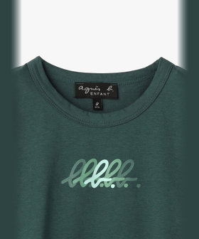 ENFANT ユニセックス キッズ "b." ロゴ 刺繍 コットン 半袖 Tシャツ "Pirate" グリーン