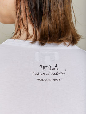 FEMME ウィメンズ プリント コットン 半袖 アーティスト Tシャツ "Francois Prost" ホワイト