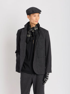 HOMME メンズ コットン スタンドカラー 長袖 ジャケット "Zippee" グレー