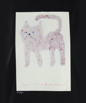 To b. by agnès b. Cat T オーガニックコットン 半袖 アーティストTシャツ ブラック