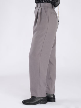 To b. by agnès b. ツイル ストレッチ タックパンツ グレー