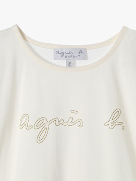 ENFANT ガールズ キッズ ロゴ コットン ノースリーブ Tシャツ "Rita" ホワイト
