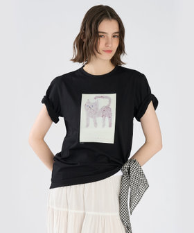 To b. by agnès b. Cat T オーガニックコットン 半袖 アーティストTシャツ ブラック