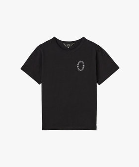 To b. by agnès b. メッセージ 刺繍 コットン 半袖 Tシャツ "Bonheur" ブラック