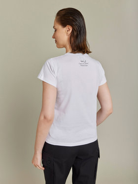 FEMME ウィメンズ プリント コットン 半袖 アーティスト Tシャツ "Francois Prost" ホワイト