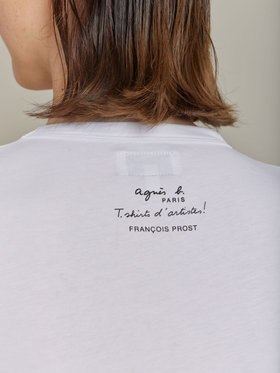 FEMME ウィメンズ プリント コットン 半袖 アーティスト Tシャツ "Francois Prost" ホワイト