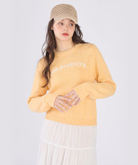 To b. by agnès b. ロゴ コットン ナイロン ジャカード 長袖 ニットプルオーバー オレンジ