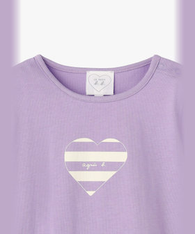 ENFANT ベビー ベビー ロゴ ボーダー プリント コットン 半袖 ワンピース "Heart" パープル系その他