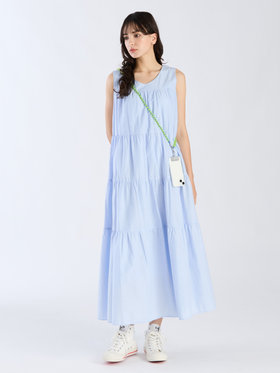 To b. by agnès b. 【Outlet】ブイネックティアードドレス ブルー