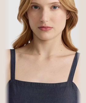 FEMME ウィメンズ デニム シャンブレー キャミソール ワンピース ネイビー