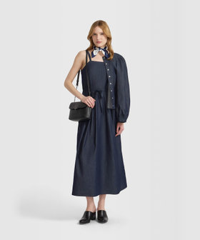 FEMME ウィメンズ デニム シャンブレー キャミソール ワンピース ネイビー