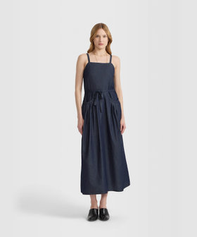 FEMME ウィメンズ デニム シャンブレー キャミソール ワンピース ネイビー