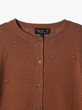 ENFANT ユニセックス キッズ ドット コットン 長袖 カーディガン ピンクゴールド