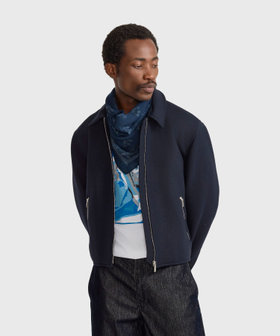 HOMME メンズ メンズ ウール 長袖 ジップアップブルゾン "New Chet" ブルー系その他