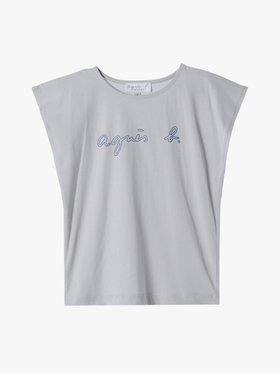 ENFANT ガールズ キッズ ロゴ コットン ノースリーブ Tシャツ "Rita" グレー
