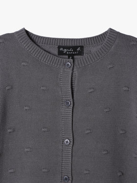 ENFANT ユニセックス キッズ ドット コットン 長袖 カーディガン グレー