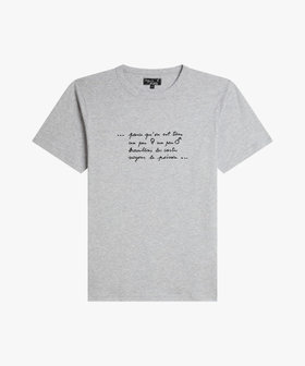 FEMME ウィメンズ メッセージ プリント コットン 半袖 Tシャツ "Parce qu'on est tous …" グレー