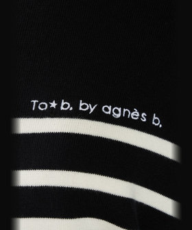 To b. by agnès b. ロゴ刺繍 コットン ボーダー ニットポロ ブラック系その他