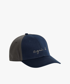 HOMME メンズ メンズ ロゴ 刺繍 コットン ツートーン キャップ "Jean" ネイビー