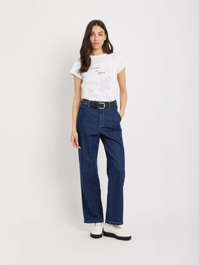 FEMME ウィメンズ デニム ストレートパンツ "Boy" ネイビー