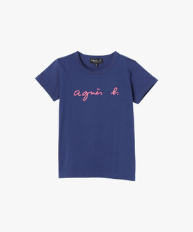 ENFANT ユニセックス キッズ ロゴ コットン 半袖 Tシャツ ネイビー